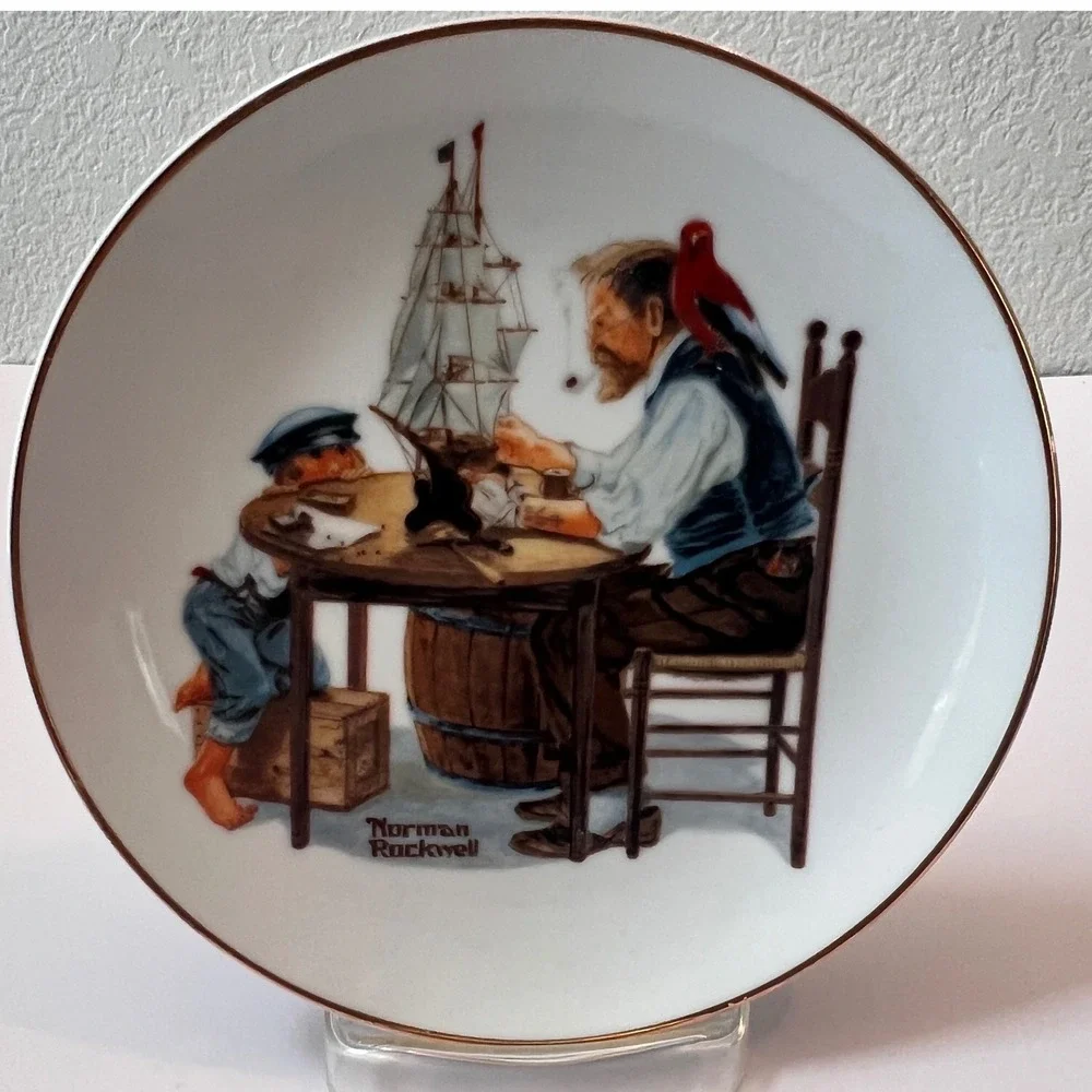 Norman Rockwell For A Good Boy 1984 Collector Plate Sea Captain Model Ship 6.5